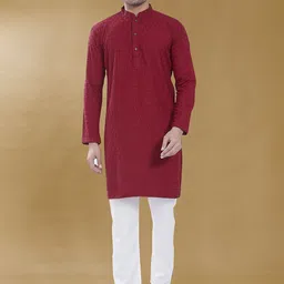 DIVISIVE Men Chevron Embroidered Thread Work Kurta-picture-6