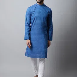 even Men Blue Thread Work Kurta-picture-52