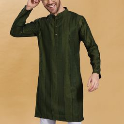 DIVISIVE Geometric Sequence Embellished Mandarin Collar Kurta-image-90