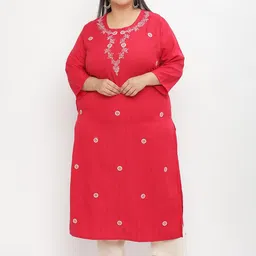 Sringam Plus Size Ethnic Motifs Embroidered Thread Work Kurta-11