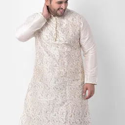 DEYANN PLUS Men Off White & Gold-Toned Paisley Printed Kurta-picture-25