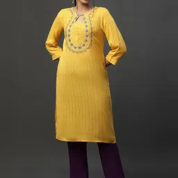 AURELIA Ethnic Motifs Embroidered Sequinned Regular Kurta-picture-14