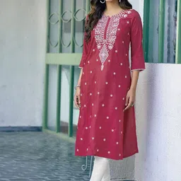 KALINI Women Geometric Embroidered Thread Work Kurta-picture-54