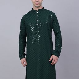 Jompers Men Geometric Embroidered Pure Cotton Kurta-36