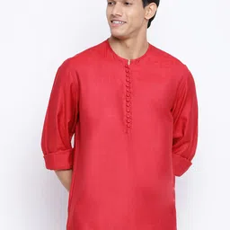 Fabindia Men Red Thread Work Kurta-13