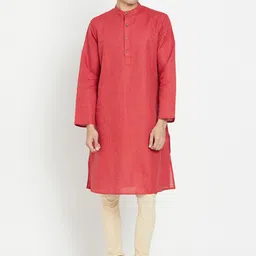 Fabindia Men Red Ethnic Motifs Printed Kurta-11