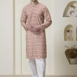 Satwaa Men Floral Printed Thread Work Kurta-image-6