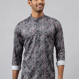 MR BUTTON Men Grey Paisley Printed Kurta-image-88