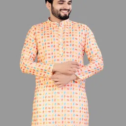 CELLUX Multicoloured Geometric Checked Thread Work Kurta-picture-23