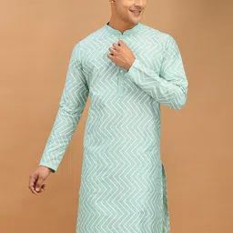 DEYANN Geometric Printed Mandarin Collar Kurta-image-90