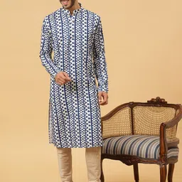 TABARD Geometric Printed Thread Work Pure Cotton Straight Kurta-picture-13