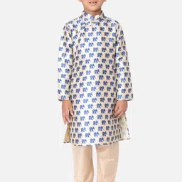 TABARD Boys Blue Ethnic Motifs Printed Kurta-21