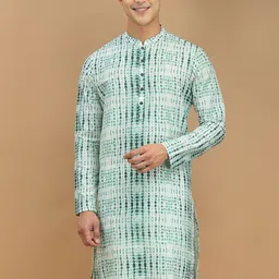 DEYANN Mandarin Collar Abstract Printed Cotton Silk Kurta-2