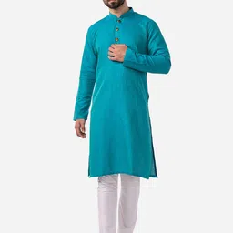 THE KURTA COMPANY Geometric Printed Mandarin Collar Cotton Straight Kurta-picture-44