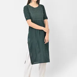 Span Women Green Embroidered Thread Work Kurta-picture-15