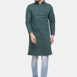 Sayesha Men Green Solid Cotton Kurta-picture-31