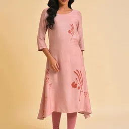 W Pink Floral Printed Asymmetric Hem Kurta-picture-28