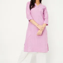max Ethnic Motifs Embroidered Thread Work Kurta-image-21
