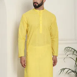 SOJANYA Geometric Embroidered Thread Work Mandarin Collar Pure Cotton Straight Kurta-picture-45