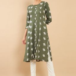 Soch Women Green Embroidered Rayon Kurta-picture-7