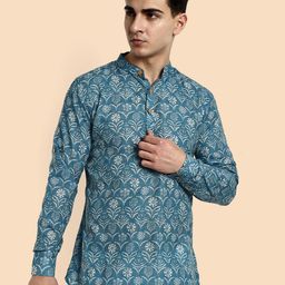 Vardha Ethnic Motifs Printed Mandarin Collar Cotton Kurta-image-32