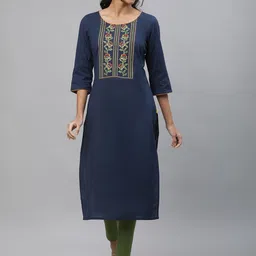 AURELIA Ethnic Motifs Embroidered Straight Kurta-picture-36
