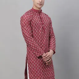 SOJANYA Ethnic Motif Embroidered Thread Work Silk Cotton Kurta-picture-28