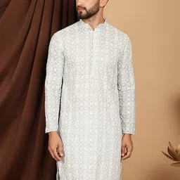 SOJANYA Ethnic Motifs Embroidered Sequinned Cotton Kurta-picture-48