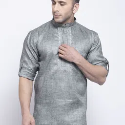 KLOTTHE Men Grey Solid Kurta-image-92