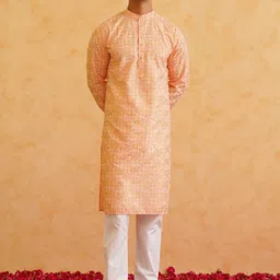 SOJANYA Ethnic Motifs Printed Mandarin Collar Long Sleeves Pure Cotton Straight Kurta-53