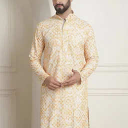 SOJANYA Geometric Embroidered Mandarin Collar Sequined Pure Cotton Straight Kurta-image-6