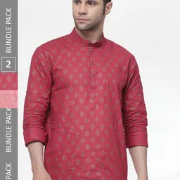 allan peter Pack Of 2 Ethnic Motifs Printed Pure Cotton Kurta-picture-33