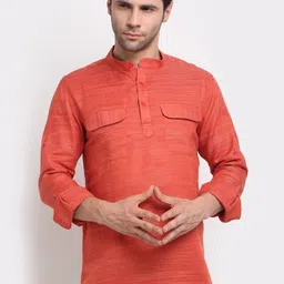 NEUDIS Men Orange Thread Work Kurta-picture-48