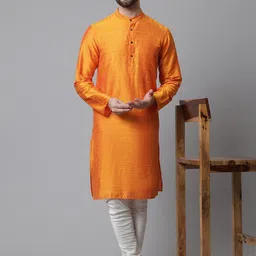 even Striped Band Collar Straight Kurta-image-30