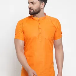 Kaifoo Men Orange Short Kurta-33