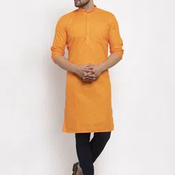 Kaifoo Men Orange  Long Kurta-6