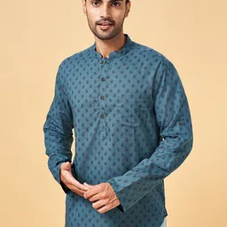 indus route by Pantaloons Ethnic Motifs Printed Mandarin Collar Regular Cotton Kurta-picture-36
