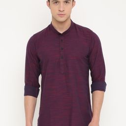 Cross Court Woven Design Mandarin Collar Cotton Straight Kurta-image-25