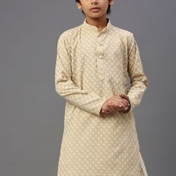 YK Boys Ethnic Motifs Embroidered Chikankari Cotton Kurta-picture-52