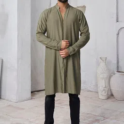 Inddus Mandarin Collar Cotton Straight Kurta-image-55