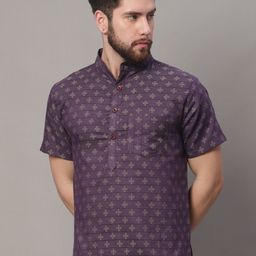 Enchanted Drapes Woven Design Mandarin Collar Pure Cotton Kurta-image-71