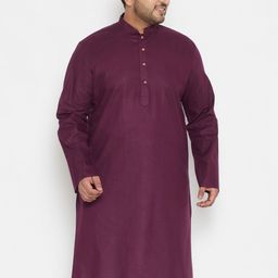 VASTRAMAY Men Plus Size Purple Solid Cotton Kurta-27