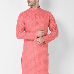 SG LEMAN Men Peach Printed Kurta-picture-33