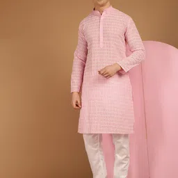 SOJANYA Floral Embroidered Mandarin Collar Pure Cotton Kurta-picture-15