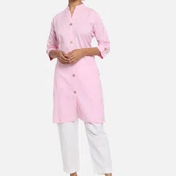 Vastraa Fusion Women Pink Kurta-image-91