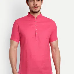 Vida Loca Men Pink Thread Work Kurta-image-14