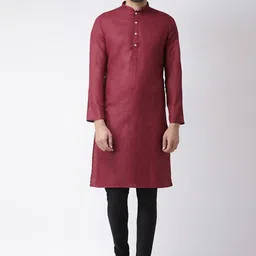 KISAH Men Maroon Mandarin Collar Kurta-picture-52