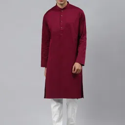 MANQ Men Maroon Thread Work Kurta-picture-16