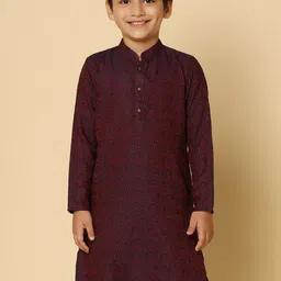 KISAH Boys Paisley Printed Straight  Jacquard Kurta-44
