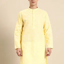 Anouk Floral Printed Band Collar Cotton Silk Kurta-image-41